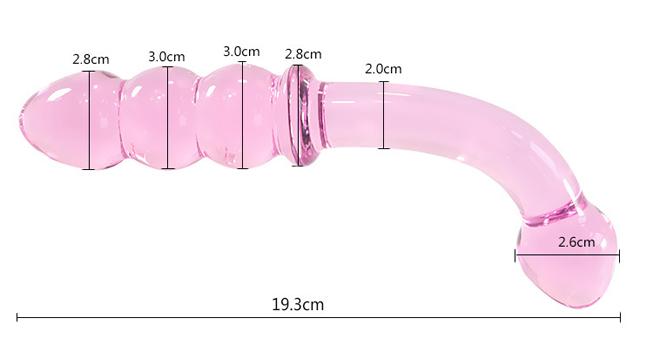 prise anale de double de cygne de 19cm d'adultes de pénis de godemiché jouet en verre rose vaginal en cristal de sexe